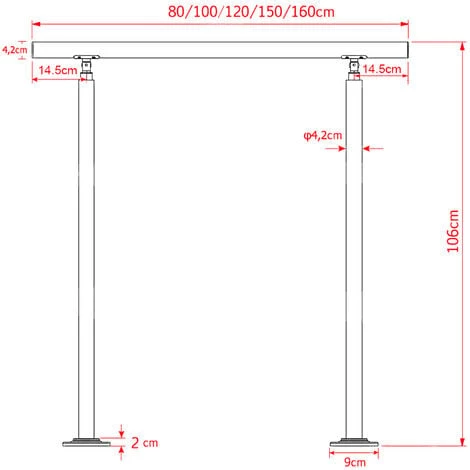 WILTEC Rampe D’escalier Acier Affiné V2A Sans Tige 120 Cm Rambarde Main Courante Balustrade – Image 3