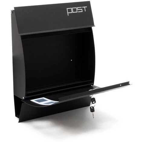 WILTEC Boite Aux Lettres Design Moderne V8 Noire Boite Postale Murale Revêtement Poudre Porte-journaux – Image 2