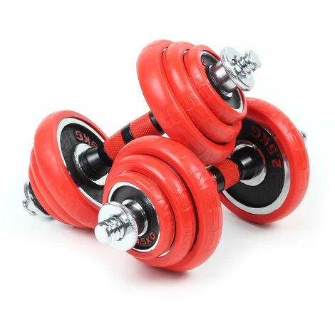 WILTEC Kit D’haltères Courts & Longs 20kg Set 2en1 Avec 12 Plaques De Poids Barres Extension Fitness – Image 3