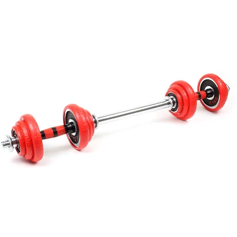 WILTEC Kit D’haltères Courts & Longs 20kg Set 2en1 Avec 12 Plaques De Poids Barres Extension Fitness – Image 4