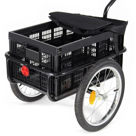 WILTEC Remorque Pour Vélo Charge Max. 50kg Charrette à Bras Pour Bicyclette Pneus Chariot Emplettes – Image 2