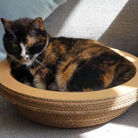 WILTEC Griffoir Rond Plat Carton Meuble Pour Chat Entretien De Griffes Grattoir Patin à Gratter Animaux – Image 3