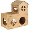 WILTEC Maison Chat Tour Colonne Carton Niche Système De Raccord Robuste Maisonnette Fenêtre Divers étages