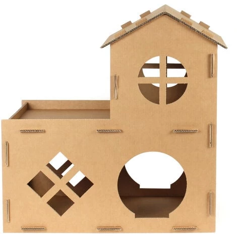 WILTEC Maison Chat Tour Colonne Carton Niche Système De Raccord Robuste Maisonnette Fenêtre Divers étages – Image 4