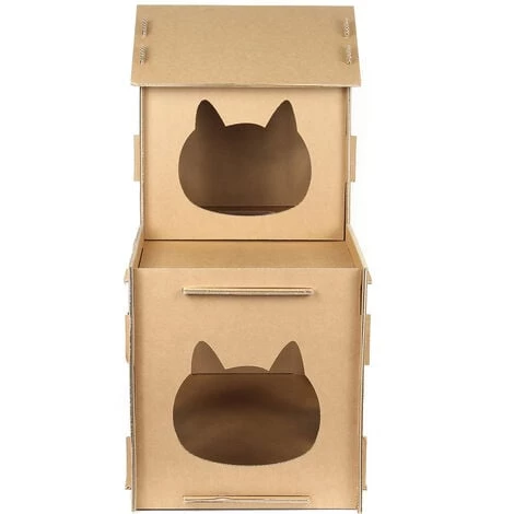 WILTEC Maison Chat Tour Colonne Carton Niche Système De Raccord Robuste Maisonnette Fenêtre Divers étages – Image 5