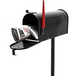 WILTEC Boite Aux Lettres US Mailbox Design Américain Noir Avec Pied De Support Correspondant