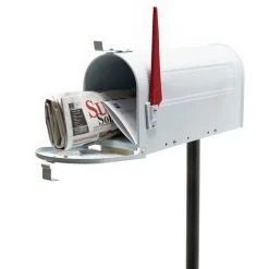 WILTEC Boite Aux Lettres US Mailbox Design Américain Blanc Avec Pied De Support Correspondant