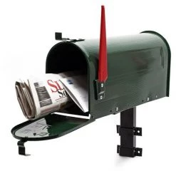 WILTEC Boite Aux Lettres US Mailbox Design Américain Vert Avec Un Support Mural Correspondant