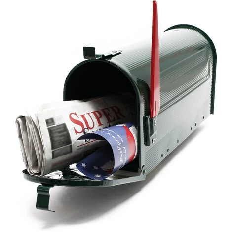 WILTEC Boite Aux Lettres Style Américain Design Couleur Verte Boite Postale US Mailbox Avec Drapeau