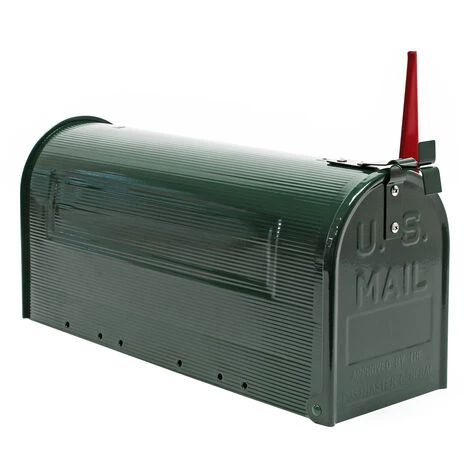 WILTEC Boite Aux Lettres Style Américain Design Couleur Verte Boite Postale US Mailbox Avec Drapeau – Image 2