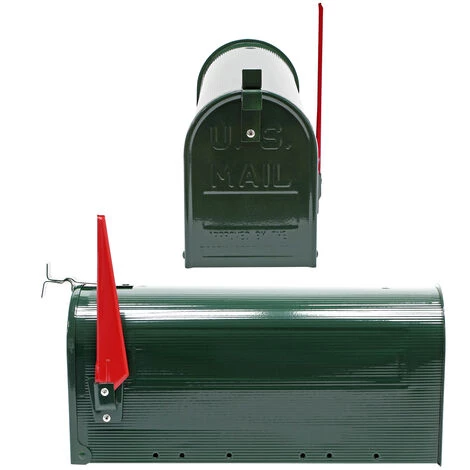 WILTEC Boite Aux Lettres Style Américain Design Couleur Verte Boite Postale US Mailbox Avec Drapeau – Image 3