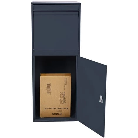 WILTEC Boite Murale à Colis Lettres Verrouillable 41x38,5x72cm Grise Usage Domestique Courrier Paquet – Image 2