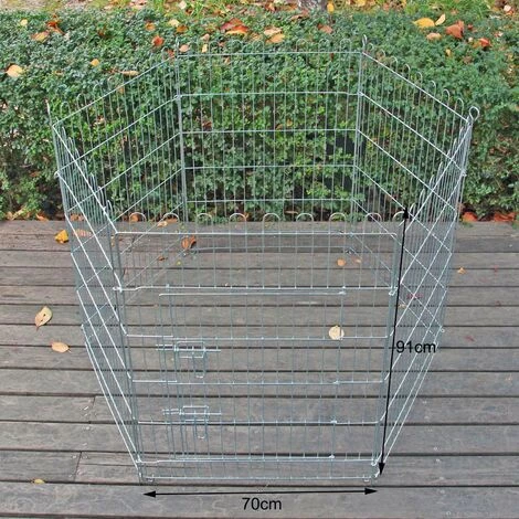 WILTEC Parc Pour Chiens Enclos Pour Chiots 6 Pièces 70x91 Cm Par élément Cage Pour Animaux Domestiques – Image 4