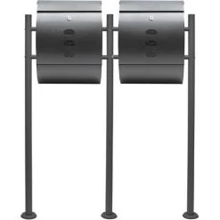 WILTEC Boite Lettres Kit Mural V18 Anthracite Revêtue Poudre Double Verrouillable Courrier Mailbox