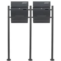 WILTEC Boite Lettres Kit Mural V4 Anthracite Revêtue Poudre Simple Verrouillable Courrier Mailbox