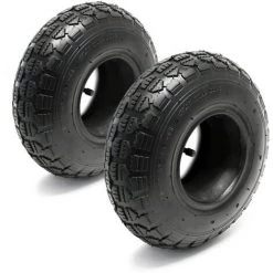 WILTEC Lot 2x Pneus 2x Chambres Air Tondeuse Autoportée 11x4.00-4 4PR Valve Coudée Chariot Diable Jardin