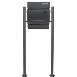 WILTEC Boite Lettres Kit Mural V4 Anthracite Revêtue Poudre Simple Verrouillable Courrier Mailbox