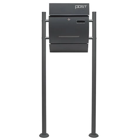 WILTEC Boite Lettres Kit Mural V4 Anthracite Revêtue Poudre Simple Verrouillable Courrier Mailbox
