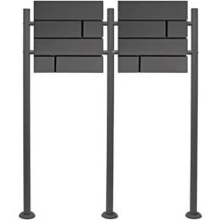 WILTEC Boite Lettres Kit Mural V15 Anthracite Revêtue Poudre Double Verrouillable Courrier Mailbox