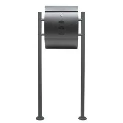 WILTEC Boite Lettres Kit Mural V18 Anthracite Revêtue Poudre Simple Verrouillable Courrier Mailbox