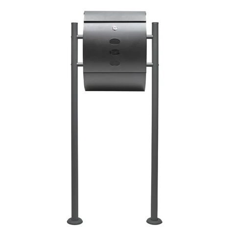 WILTEC Boite Lettres Kit Mural V18 Anthracite Revêtue Poudre Simple Verrouillable Courrier Mailbox