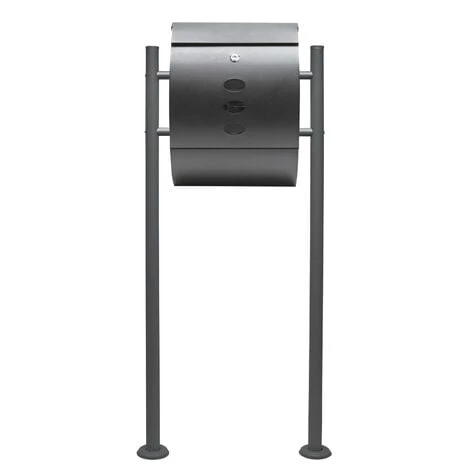 WILTEC Boite Lettres Kit Mural V18 Anthracite Revêtue Poudre Simple Verrouillable Courrier Mailbox – Image 2