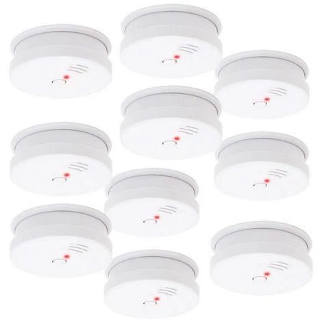 WILTEC 10 Detecteurs De Fumee Alarme Avertisseur Anti Incendie Pile 9v Certifie En 1460