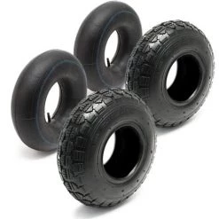 WILTEC Lot 2x Pneu 2x Chambre à Air 11x4.00-4 4PR Tondeuse Autoportée Valve Droite Brouette Chariot Diable