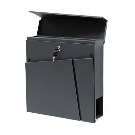 WILTEC Boite Lettres V23 Anthracite Murale Revêtue Par Poudre Porte Journal Magazine – Image 2