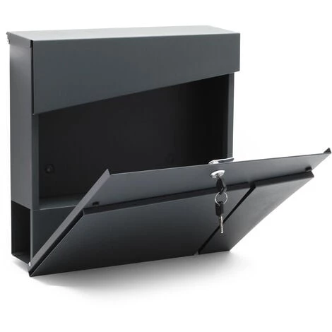 WILTEC Boite Lettres V23 Anthracite Murale Revêtue Par Poudre Porte Journal Magazine – Image 3