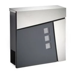 WILTEC Boite Lettres Moderne Design V24 Anthracite Fixation Murale Revêtue Poudre Porte Journal Inox