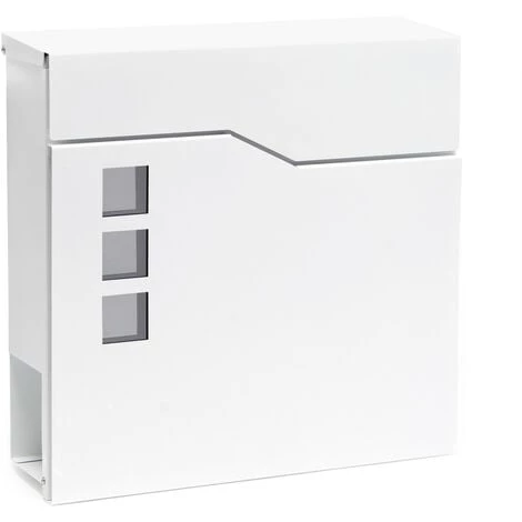 WILTEC Boite Lettre V20 Blanche Murale Revêtue Poudre Porte Journal Range Revues