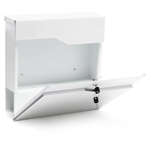 WILTEC Boite Lettre V20 Blanche Murale Revêtue Poudre Porte Journal Range Revues – Image 3