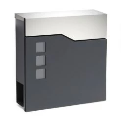 WILTEC Boite Lettre Moderne Design V20 Anthracite Fixation Murale Revêtue Poudre Porte Journal Poste Inox