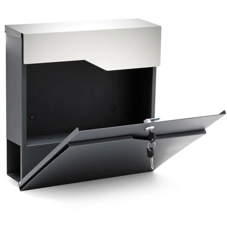 WILTEC Boite Lettre Moderne Design V20 Anthracite Fixation Murale Revêtue Poudre Porte Journal Poste Inox – Image 3