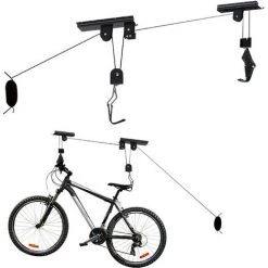 WILTEC Support Ascenseur Vélo 20 Kg Porte- Bicyclette Rangement Garage Stockage Plafond Élévateur