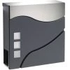 WILTEC Boite Lettres Design V28 Anthracite Compartiment Journaux Fixation Murale Revêtue Poudre Inox