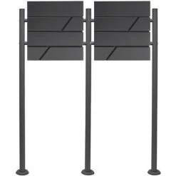 WILTEC Boite Lettres Kit Mural V14 Anthracite Revêtue Poudre Double Verrouillable Courrier Mailbox