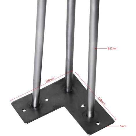 WILTEC Pieds De Table Hairpin Legs Support De Table 4x Pieds De Table En épingle à Cheveux Acier 45cm – Image 3