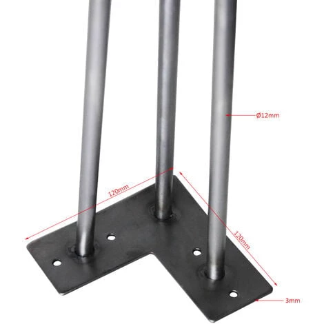 WILTEC Pieds De Table Hairpin Legs Support De Table 4x Pieds De Table En épingle à Cheveux Acier 20cm – Image 3