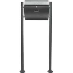 WILTEC Boite Lettres Kit Mural V17 Anthracite Revêtue Poudre Simple Verrouillable Courrier Mailbox