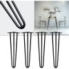 WILTEC Pieds De Table Support De Table 4 Pcs. Hairpin Legs Pieds De Table épingle à Cheveux Noir (mat) 45cm