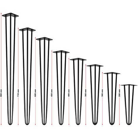 WILTEC Pieds De Table Support De Table 4 Pcs. Hairpin Legs Pieds De Table épingle à Cheveux Noir (mat) 45cm – Image 2