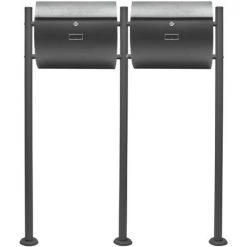 WILTEC Boite Lettres Kit Mural V17 Anthracite Revêtue Poudre Double Verrouillable Courrier Mailbox