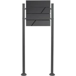 WILTEC Boite Lettres Kit Mural V14 Anthracite Revêtue Poudre Simple Verrouillable Courrier Mailbox