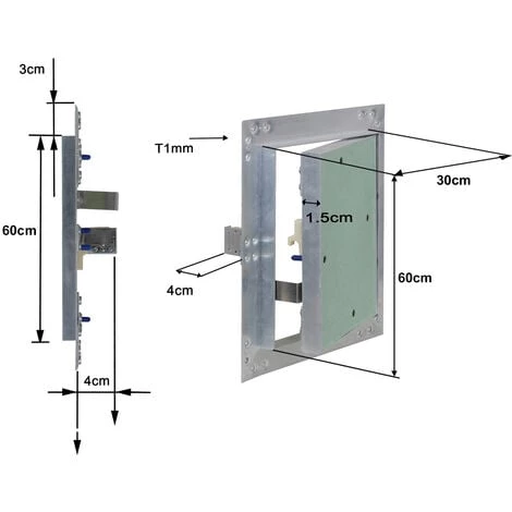 WILTEC Trappe Visite Cadres Aluminium 30x60cm 12,5mm Plaque En Plâtre Panneau D’accès Alu Maintenance – Image 4