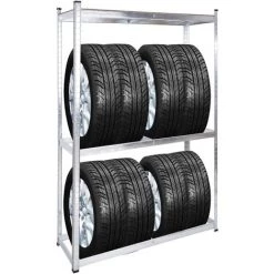 WILTEC Rayonnage Pour Pneus Rack à Pneus 8 Pneus Support Étagère Enfichable Atelier Garage Rangement