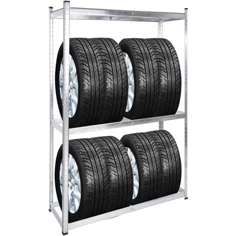 WILTEC Rayonnage Pour Pneus Rack à Pneus 8 Pneus Support Étagère Enfichable Atelier Garage Rangement