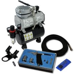 WILTEC Kit Compresseur Airbrush AS189 Avec Un Pistolet Aérographe + Accessoires