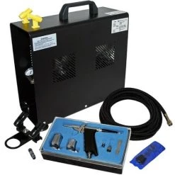 WILTEC Kit Compresseur AS196A Avec Un Pistolet Aérographe Pour Débutants